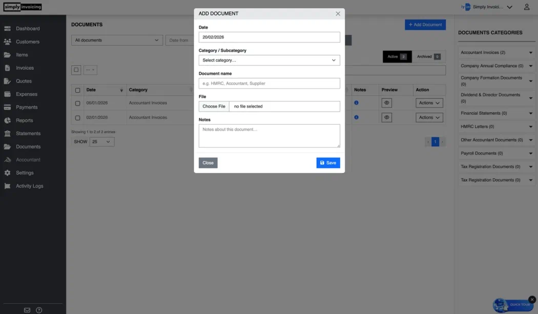 Secure cloud document storage for invoices and business files in UK online invoicing software with encrypted backup